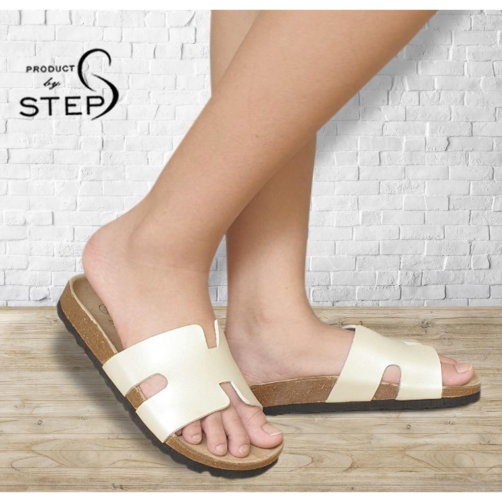 Dép đế trấu Unisex Da tổng hợp quai chữ H