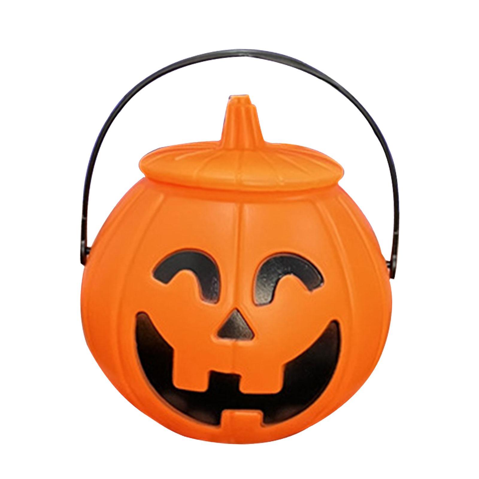 With Lid Candy Bucket Holder Props Candy Basket Organizer Trick or Treat Bucket Pumpkin Bucket for Banquet Thanksgiving Favors Holiday Party
