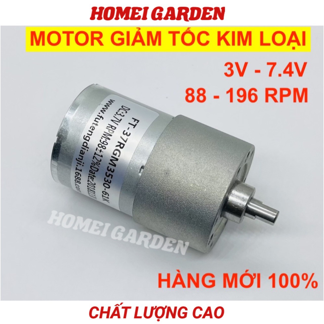 Motor giảm tốc 3V - 7,4V lực mạnh chạy êm bánh răng kim loại 88 - 196 RPM - D0367