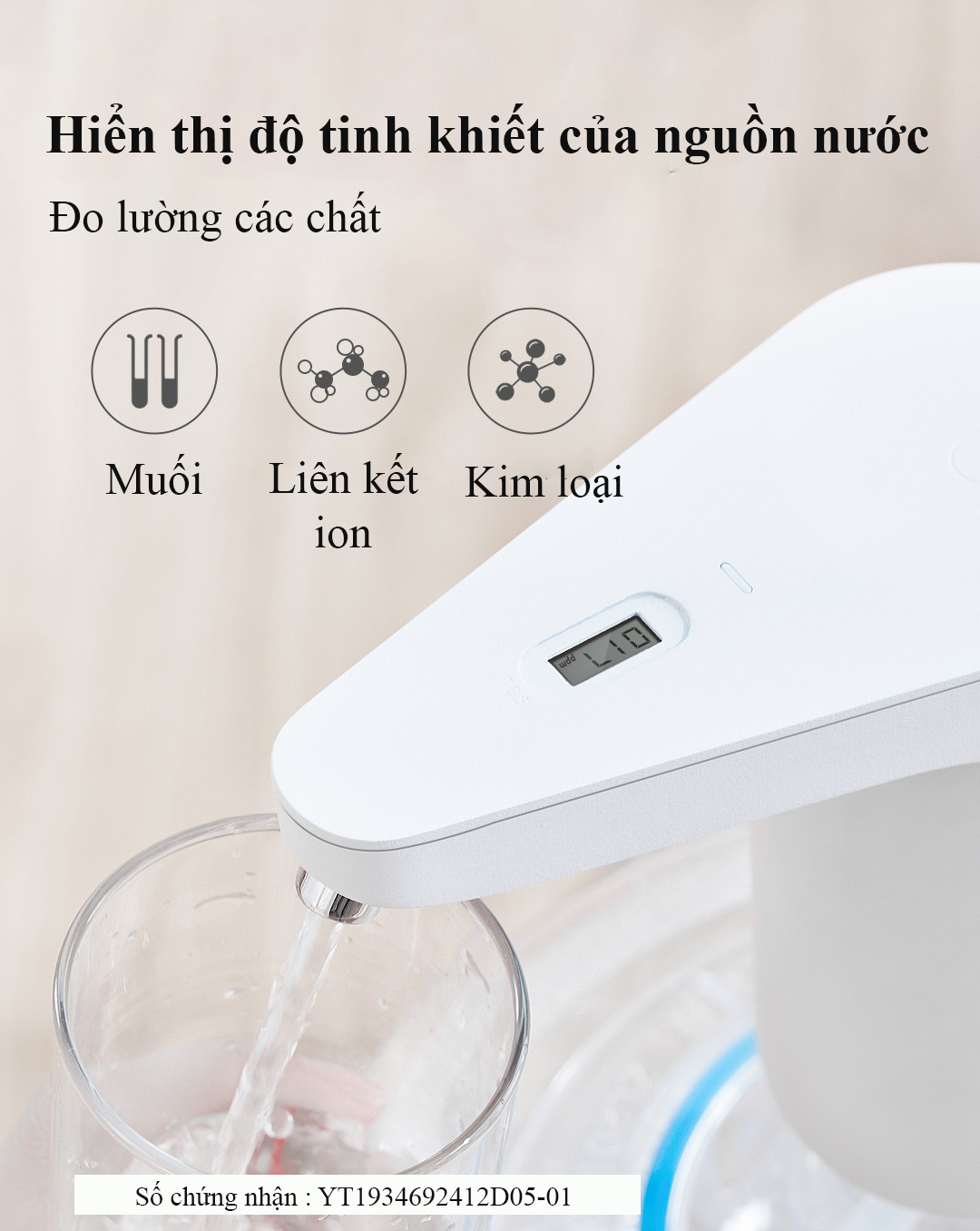 Máy phun nước tự động hiển thị độ tinh khiết nguồn nước cảm ứng chạm thông minh Hàng CHính Hãng