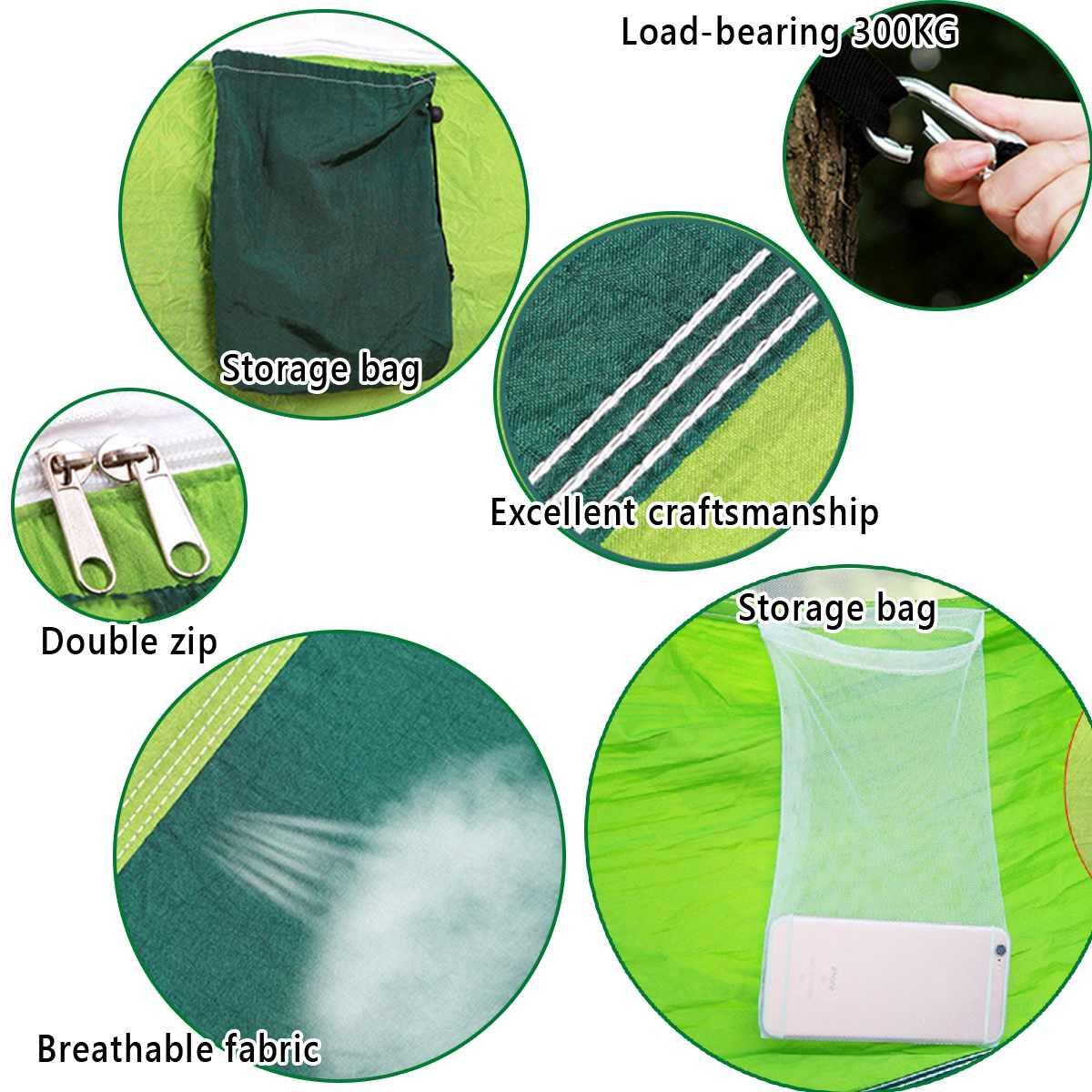 1-2 Người Cắm Trại Ngoài Trời Võng Với Lưới Chống Muỗi 300KG Tải Trọng Cao Cấp Vải Dù Treo Giường Săn Bắn giấc Ngủ Xoay