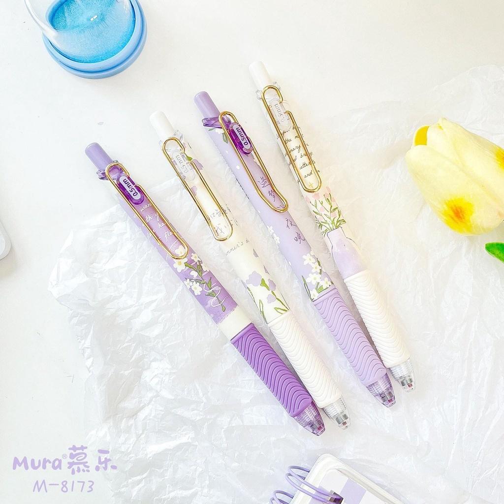 Bút bi nước mura phong cách màu tím đáng yêu violet - mực đen - but003