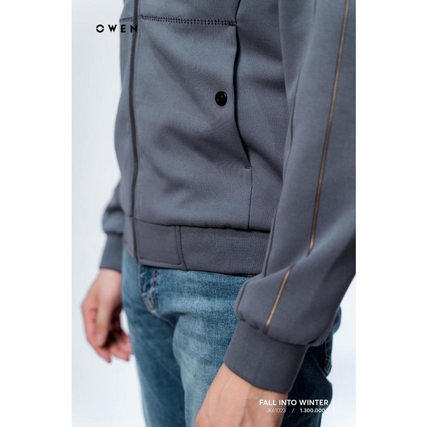 OWEN - Áo khoác NỈ nam 2 lớp màu ĐEN / XÁM 61023