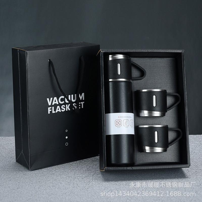 BỘ BÌNH GIỮ NHIỆT KÈM 2 LY CÁCH NHIỆT VACUUM FLASK 500ml INOX CAO CẤP