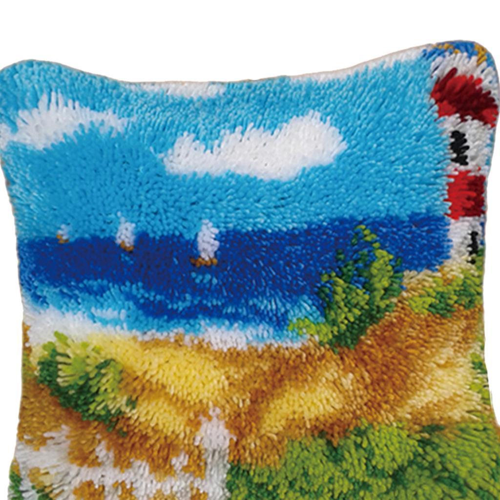 Seaside Landscape - Latch Hook Kit Pillow Cover Making Package 43x43cm / 17x17''