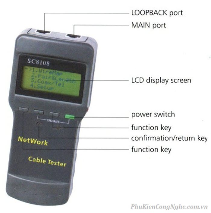 Bộ test và đo chiều dài cáp mạng, cáp điện thoại, cáp đồng trục SC8108