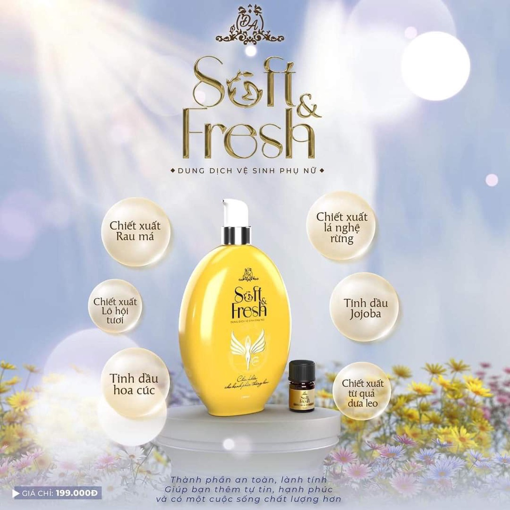 Dung Dịch Vệ Sinh Phụ Nữ Soft &amp; Fresh tặng kèm nước hoa vùng kín và nước hoa body Đông Anh Collagen X3