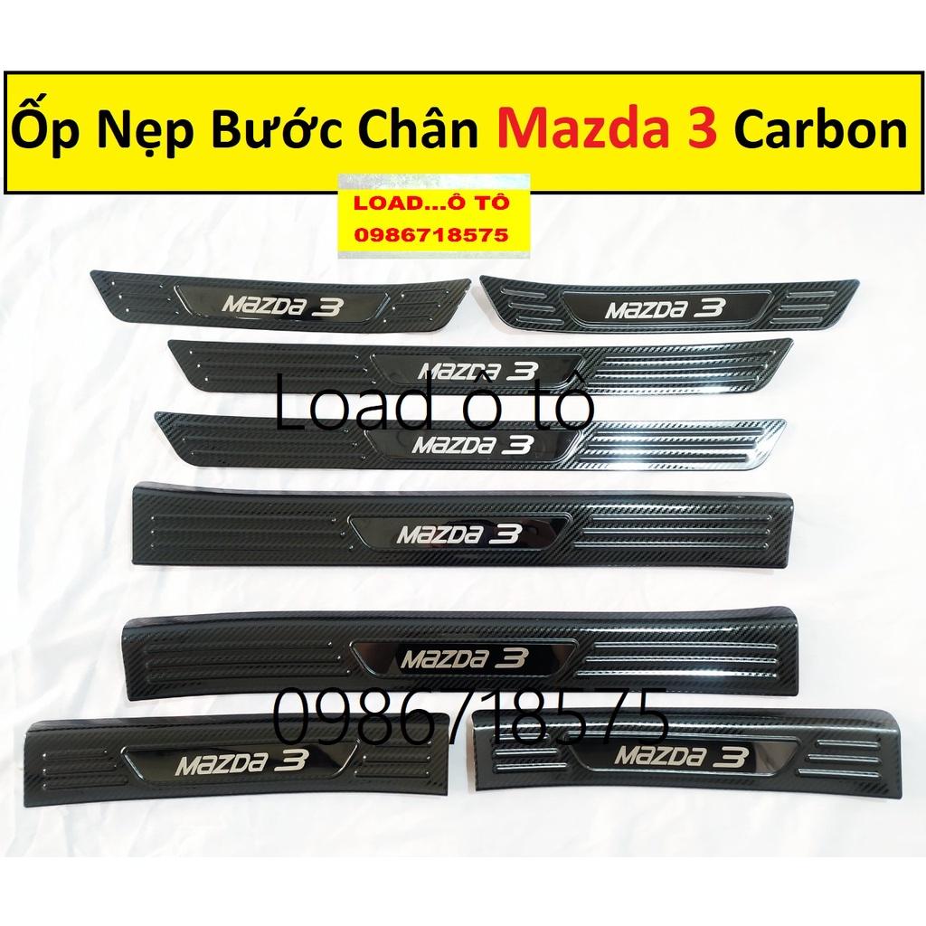 Bộ Ốp Bậc Cửa, Nẹp Bước Chân Mazda 3 2023-2020 Mẫu Vân carbon Cao Cấp