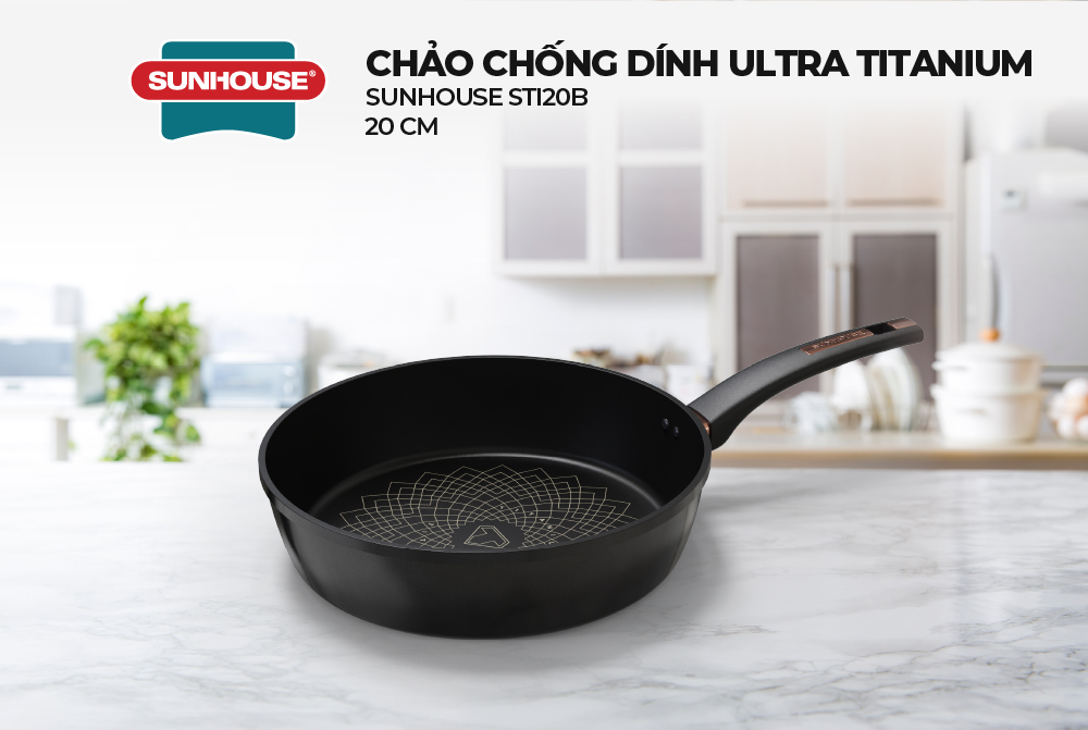 Chảo chống dính Ultra titanium Sunhouse STB - Dùng cho mọi loại bếp - Hàng chính hãng