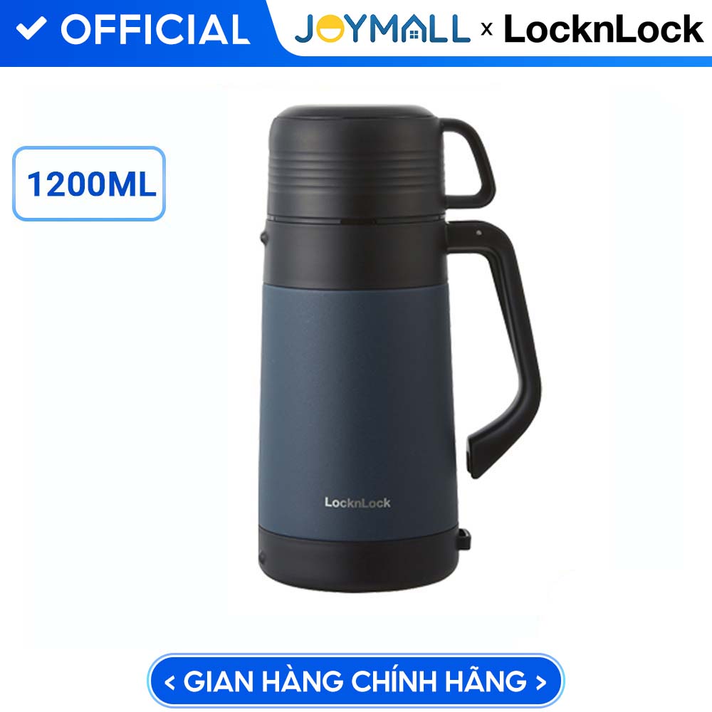 Bình giữ nhiệt Lock&Lock Easy Outdoor Vacuum Bottle LHC1484 1,2L và LHC1485 1,8L - Hàng chính hãng có quai xách, nắp dùng làm cốc nước - JoyMall