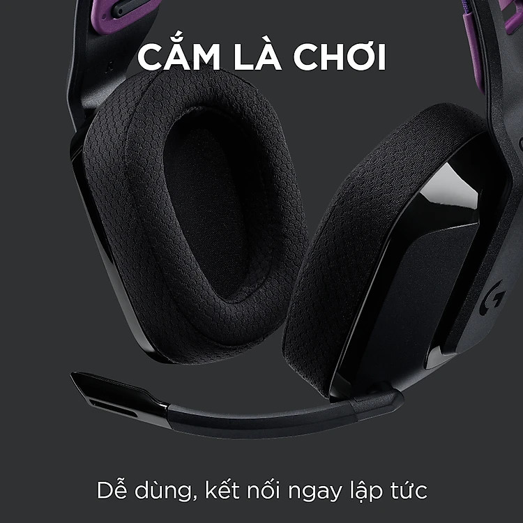 Tai nghe Gaming không dây Lightspeed Logitech G535 màu Đen (981-000973) - Trọng lượng nhẹ, âm thanh nổi, tương thích PC, PS4, PS5, Mic gấp để tắt tiếng - Hàng chính hãng