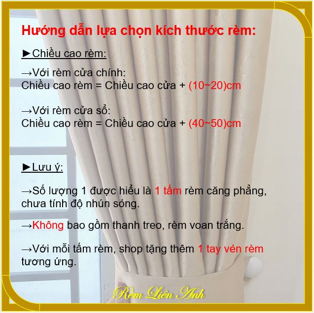 [Rèm may sẵn ô rê] Rèm cửa chính, rèm cửa sổ, ngăn phòng chống nắng, cách nhiệt - Màu vàng kem họa tiết hoa hồng