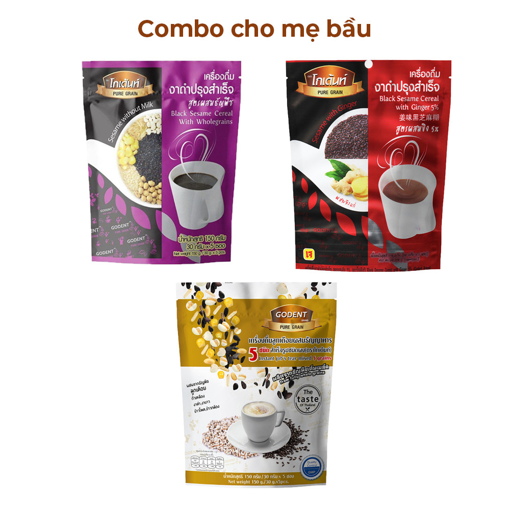 Combo 3 vị ngũ cốc dinh dưỡng Godent dành riêng cho mẹ bầu