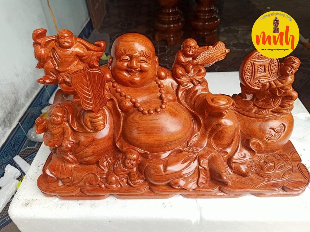 Tượng Phật Di Lặc Ngũ Phúc Ngồi Xoài Kích Thước 45x23x19cm