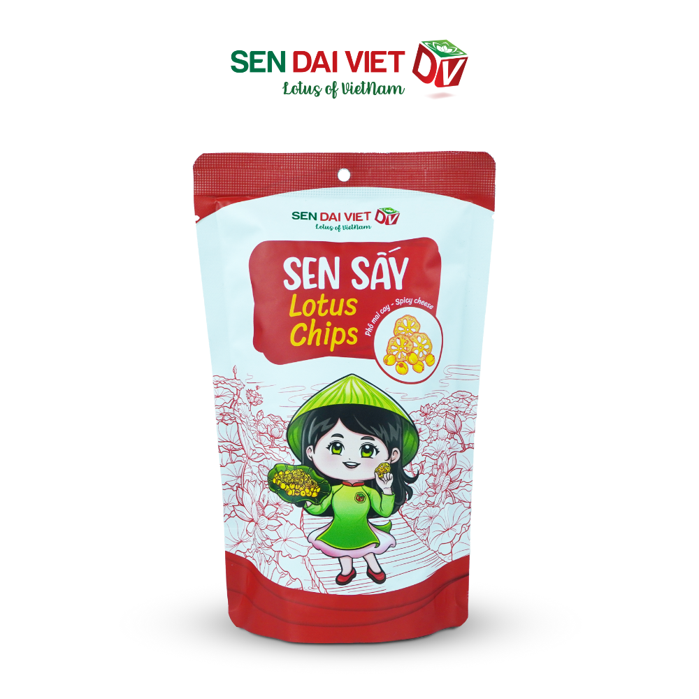 Sen Sấy Vị Phô Mai Cay- Sen Sấy Giòn Tan, Vị Cay Nồng Nàng, Phô Mai Béo Ngậy, ĐV- Sen Đại Việt- Gói 30g