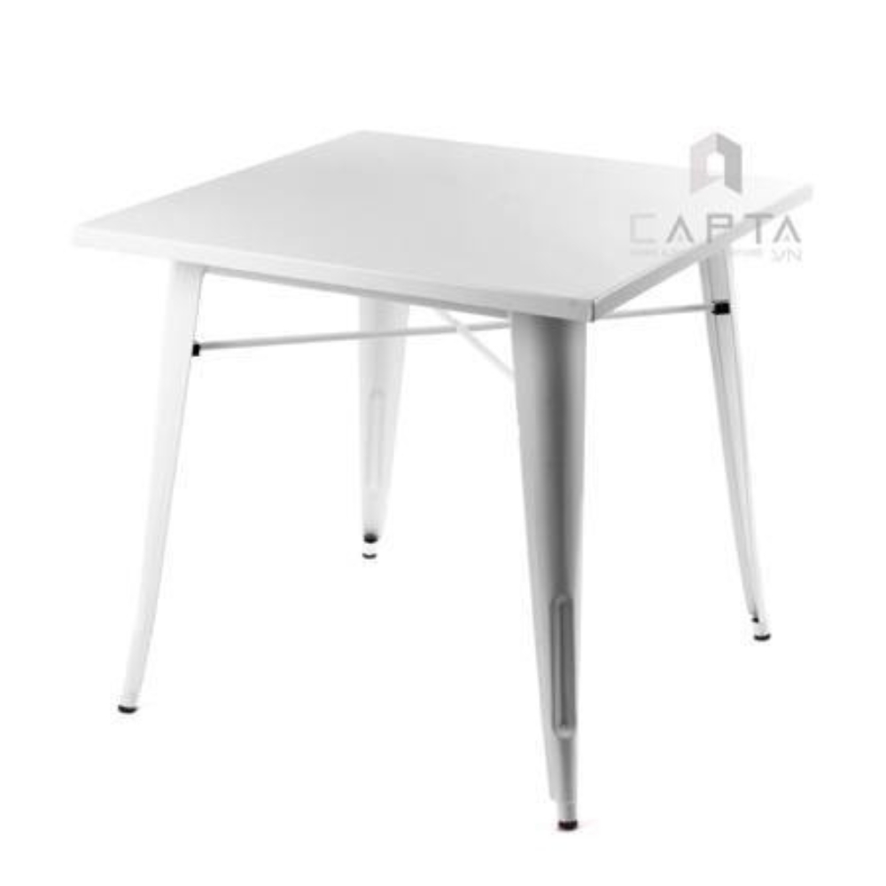Bàn vuông 80cm TE TOLIX-08T Nội thất Capta Bàn Tolix mặt thép sơn tĩnh điện màu xám
