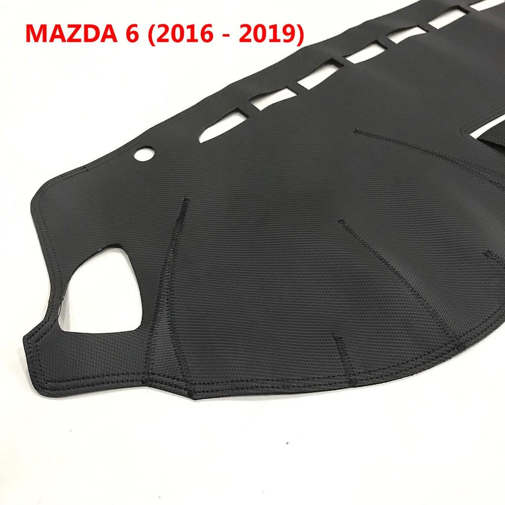 Thảm taplo ô tô Mazda 6 loại da vân cacbon chống nắng, chống nứt vỡ taplo, thảm taplo Mazda 6