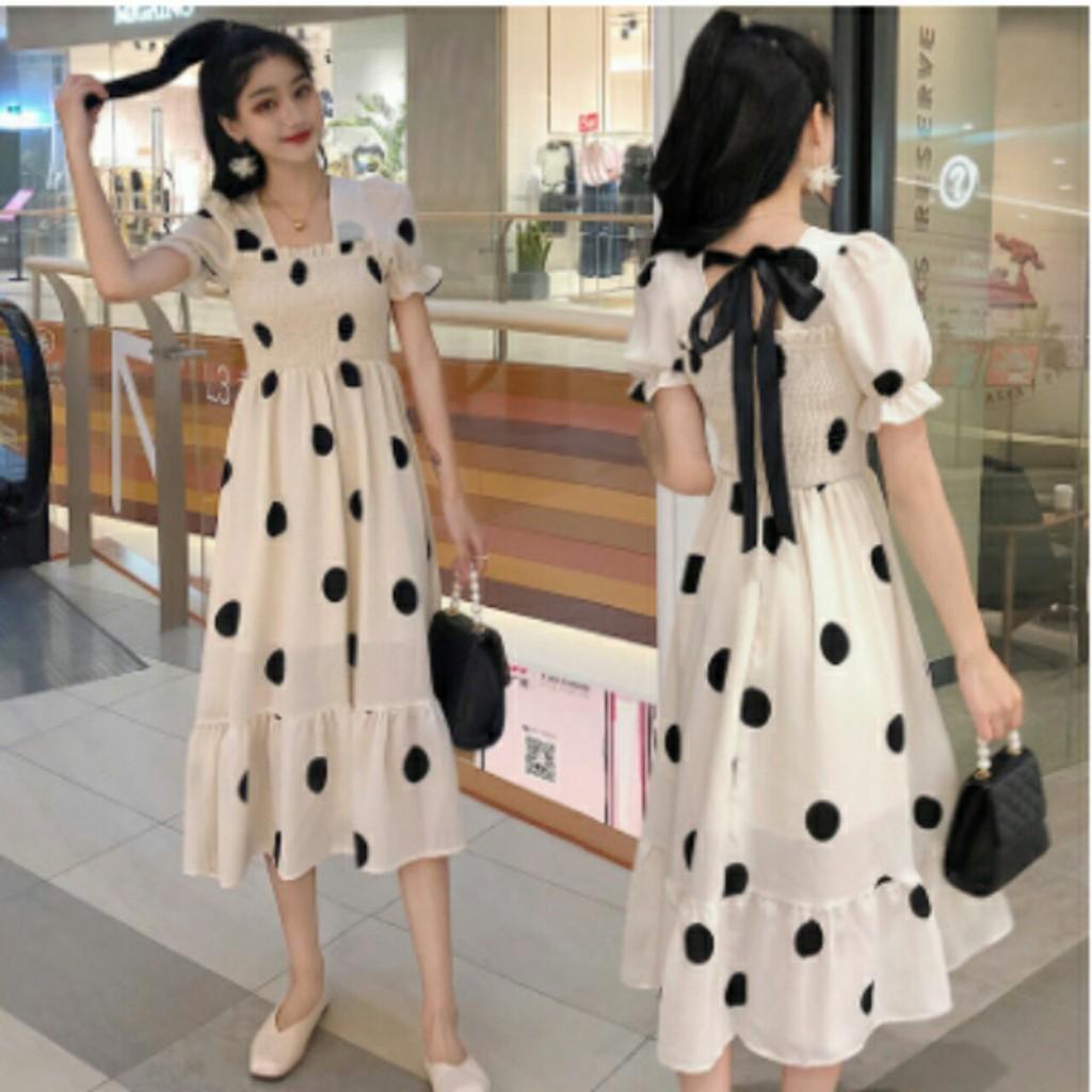váy bầu chấm bi mẫu thiết kế