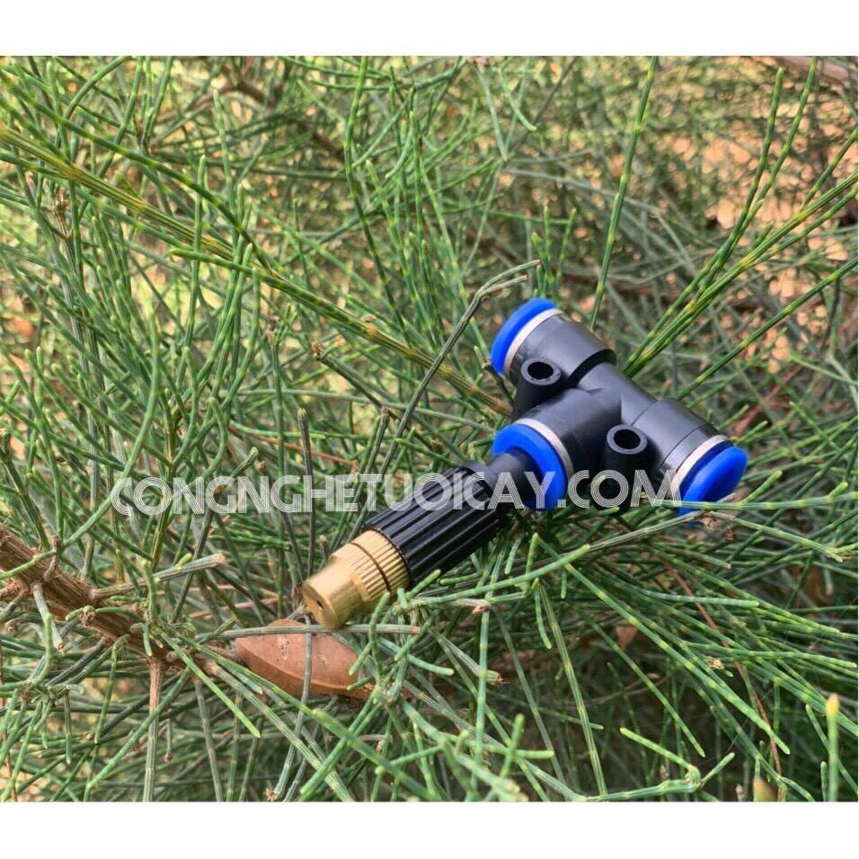 Béc phun sương đồng 1 hướng kèm tê 8mm