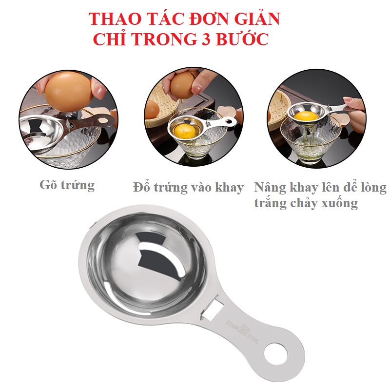 Dụng cụ lọc tách lòng đỏ lòng trắng trứng Inox 304 cao cấp An toàn chống gỉ sét