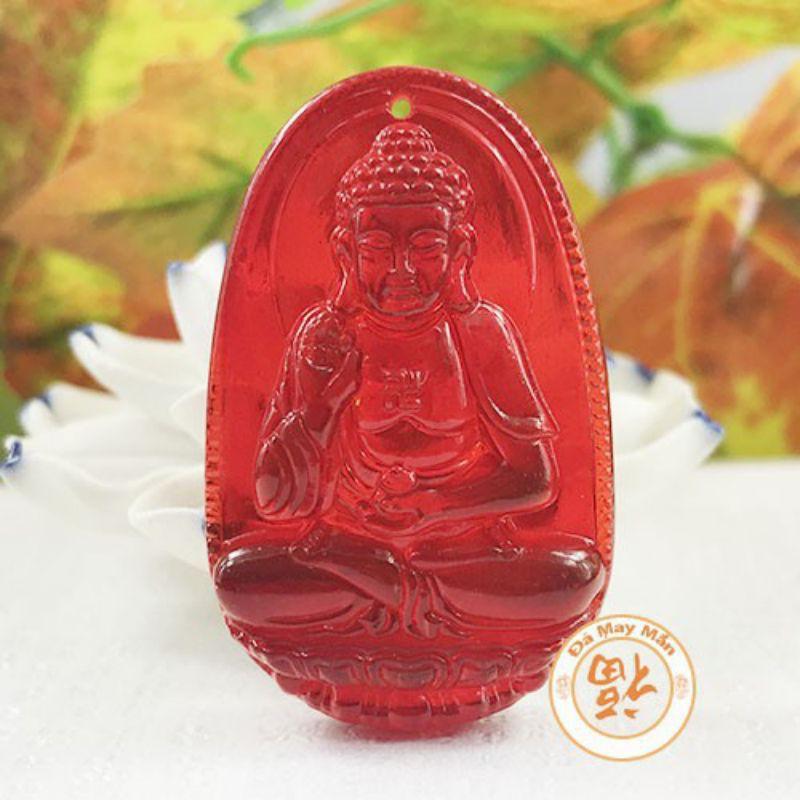 Mặt Dây Chuyền Phật Bản Mệnh A Di Đà Lưu Ly Đỏ