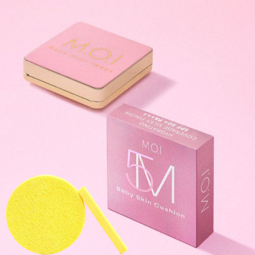 Phấn Nước M.O.I 5M BABY SKIN CUSHION (Chính Hãng) - TONE #10, Tặng Kèm Mút Rửa Mặt