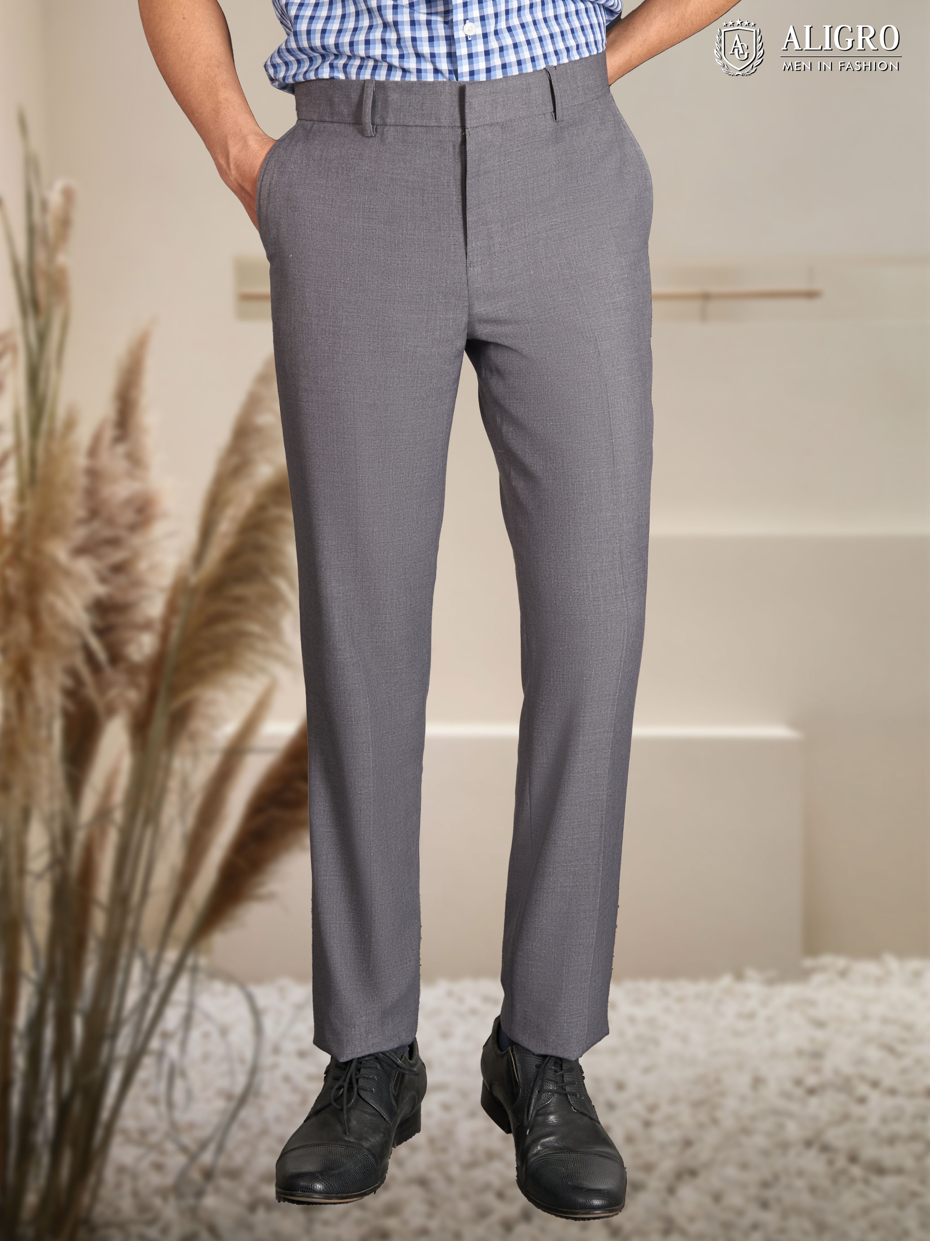 Quần Âu Nam Aligro Màu Grey Form Chuẩn Slimfit, Vải Cotton Cao Cấp Cực Tôn Dáng, Lịch Sự, Algo1045