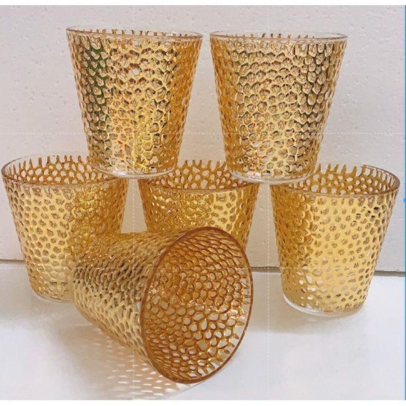 Bộ 6 Ly thủy tinh chịu nhiệt vẽ vàng