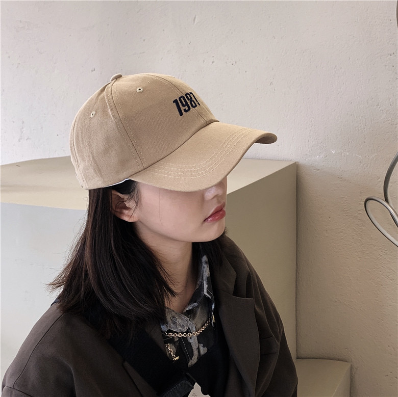 Mũ/ nón lưỡi trai Hàn Quốc in chữ 1987 màu nâu sữa, Nón kết trơn unisex nam nữ hàng chuẩn đẹp