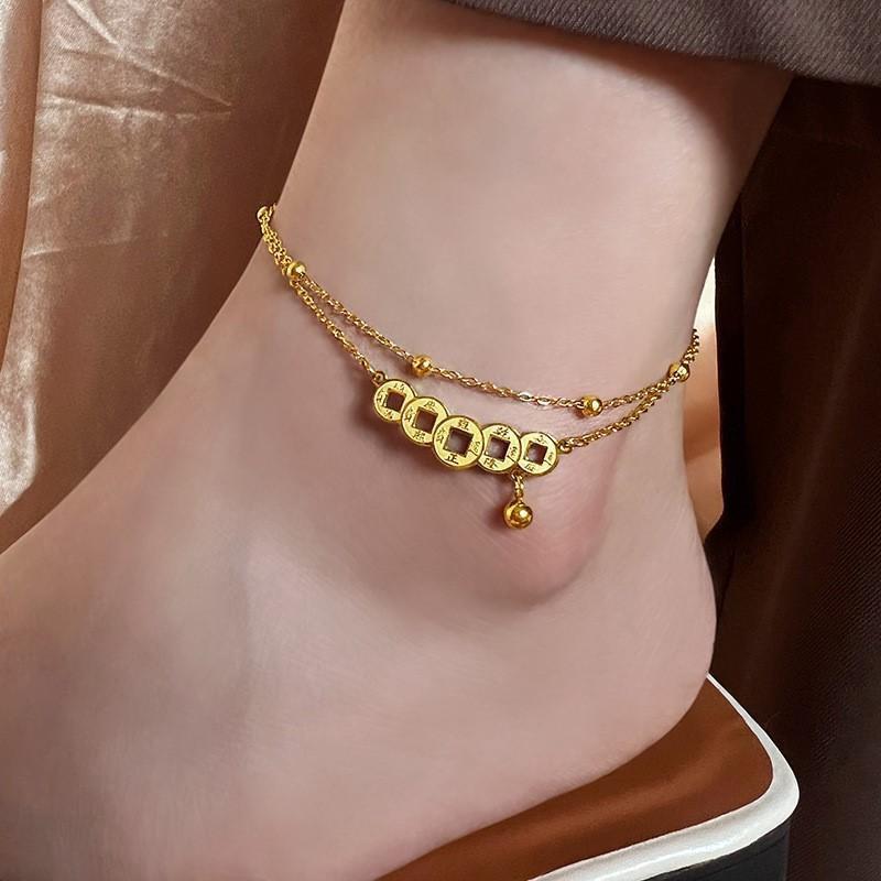 A17 Lắc chân nữ titan không đen 5 đồng đẹp Ring House