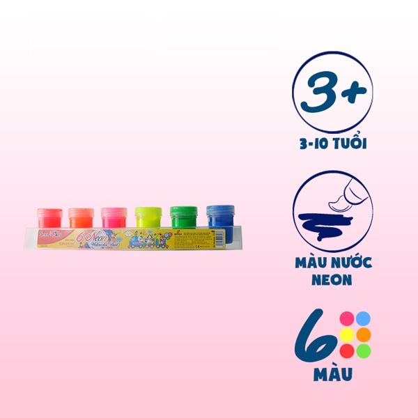 Màu nước Neon 6 màu Smartkids SK-WA1004