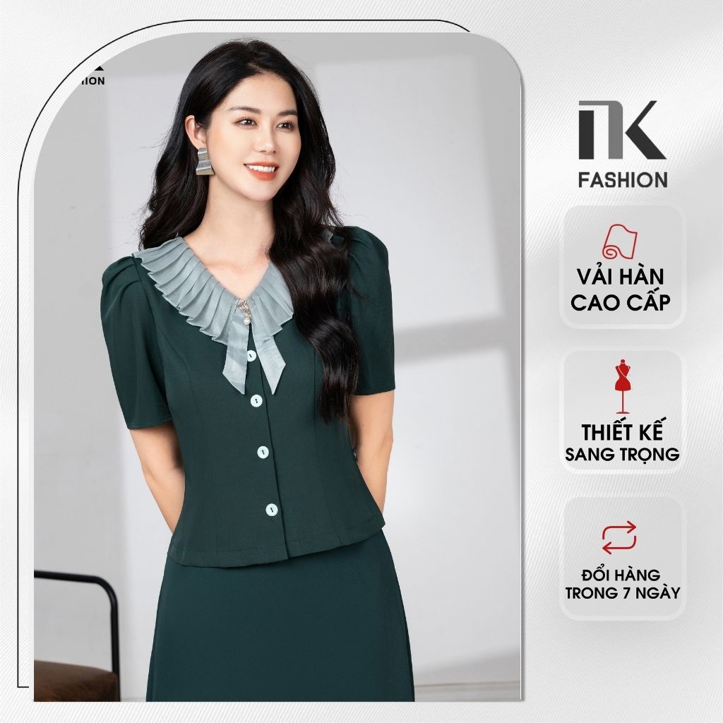 Set Áo Ký Giả Cổ Xếp Ly Kết Hợp Chân Váy Xòe NK Fashion Phong Cách Thanh Lịch Phù Hợp Môi Trường Công Sở NKBD2203010