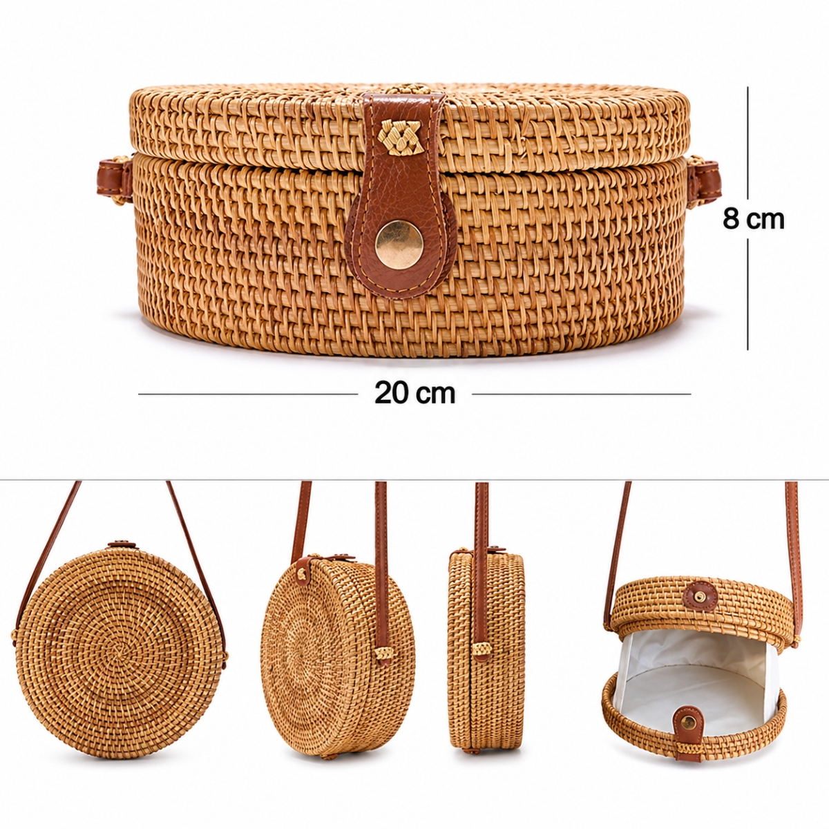 Túi Mây Thời Trang Có Dây Đeo – Túi Mây Vintage Handmade, Túi Mây Đeo Chéo Đi Biển, Picnic, Dạo Phố
