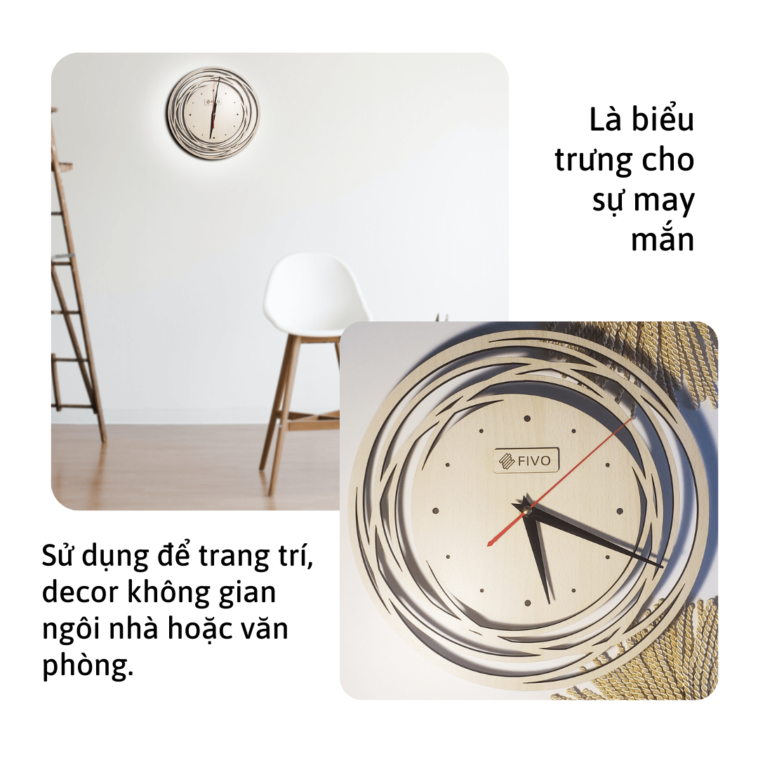 Đồng Hồ Tròn Treo Tường Kim Trôi Decor Trang Trí, Thương Hiệu FIVO Mẫu FW07  Phong Cách Sang Trọng Hiện Đại