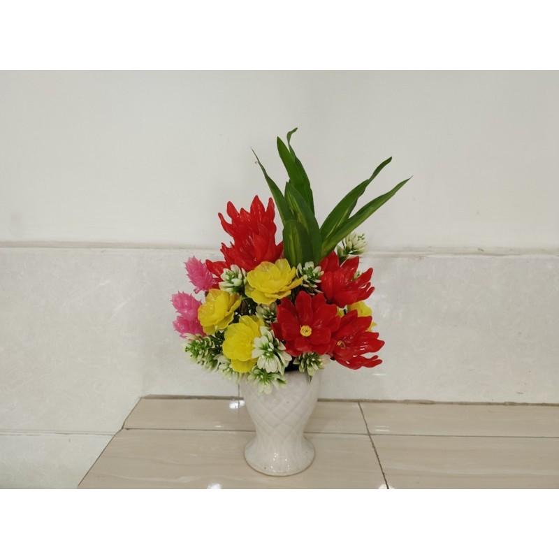 Chậu hoa nhiều màu cắm 4 mặt cao 35cm ngang 22cm
