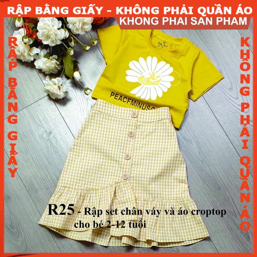 Rập giấy A0 set chân váy áo croptop bé gái mã R25 (BẢN VẼ)