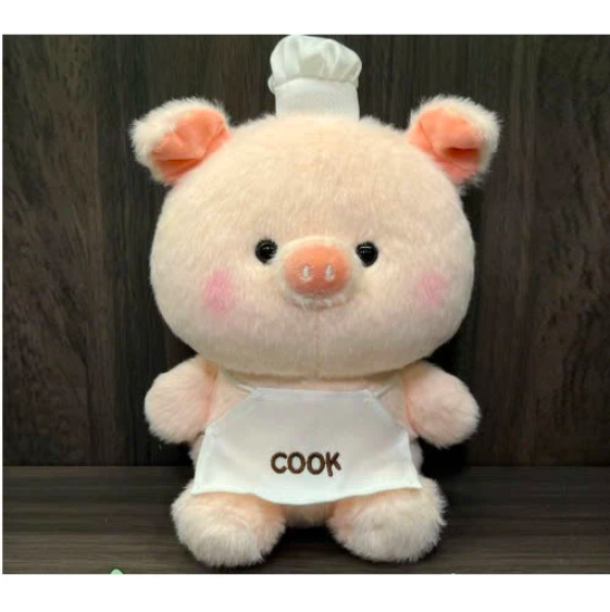 Thú nhồi bông heo bụng bự đắng yêu - Size 22cm - Quà tặng gấu bông heo đầu bếp có tạp dề êm mịn.