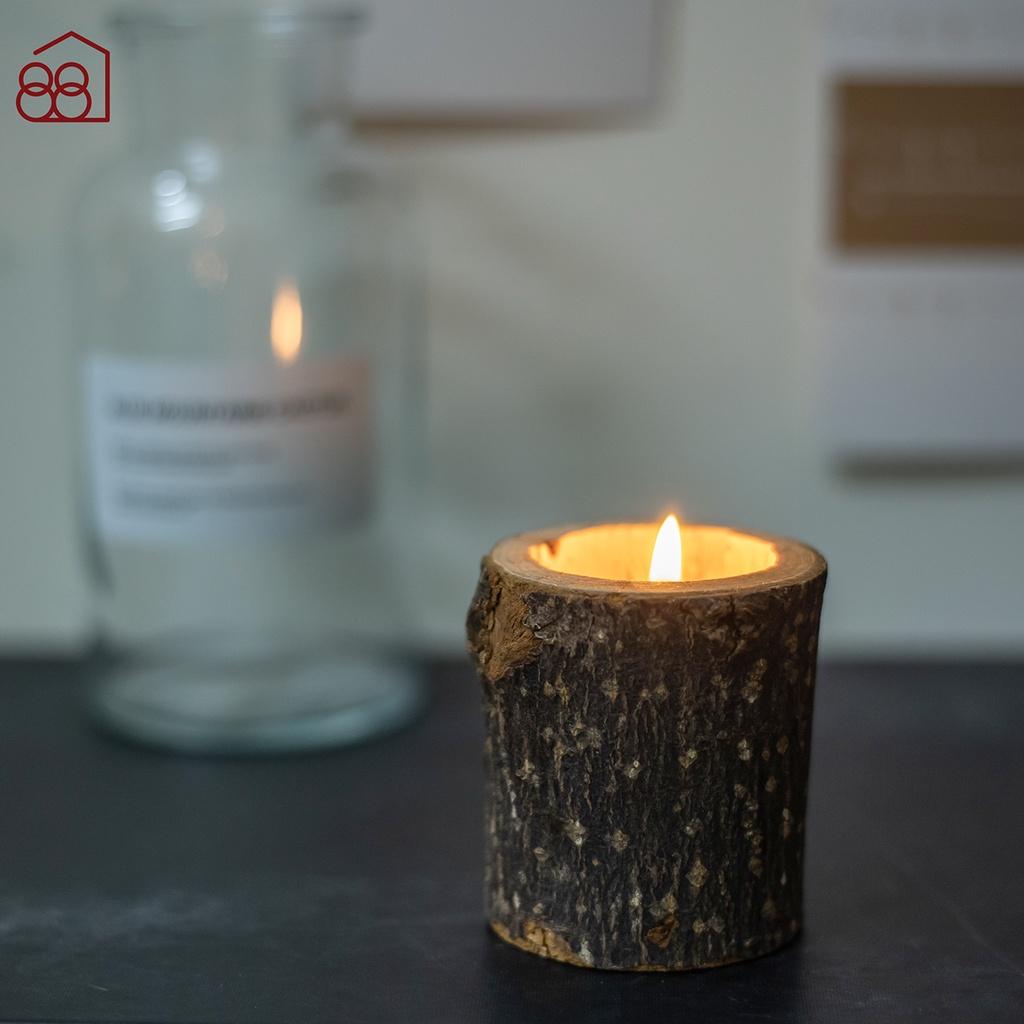 Đế Đựng Nến Bằng Gỗ Phong Cách Retro Nostalgia Đơn Giản, Mộc Mạc Decor Phòng