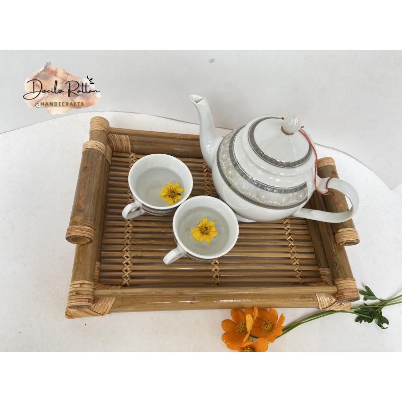 Khay tre đựng ấm chén trà- Khay đựng trà