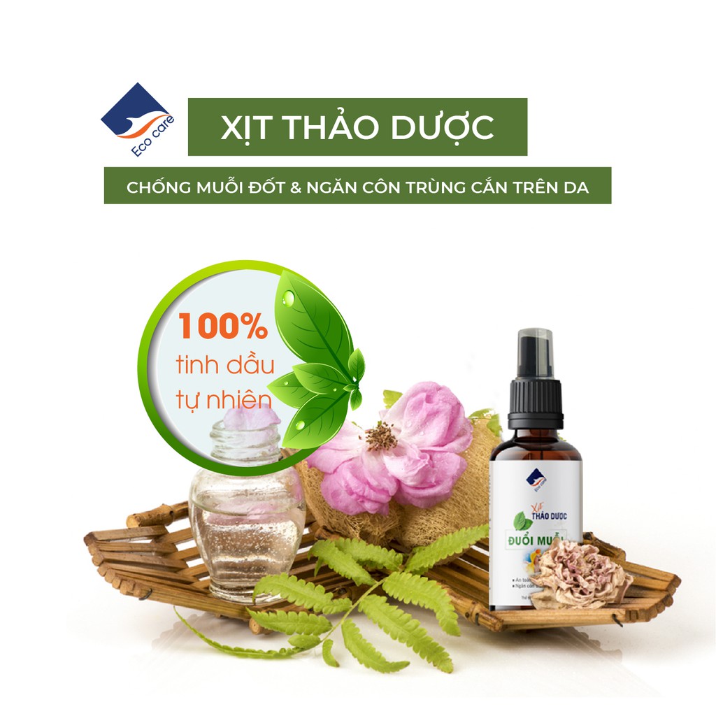 Tinh dầu xịt da đuổi muỗi, côn trùng EcoCare Body Spray - 100% thiên nhiên, an toàn trên da trẻ nhỏ, hiệu quả suốt cả đêm - Chai 50ml