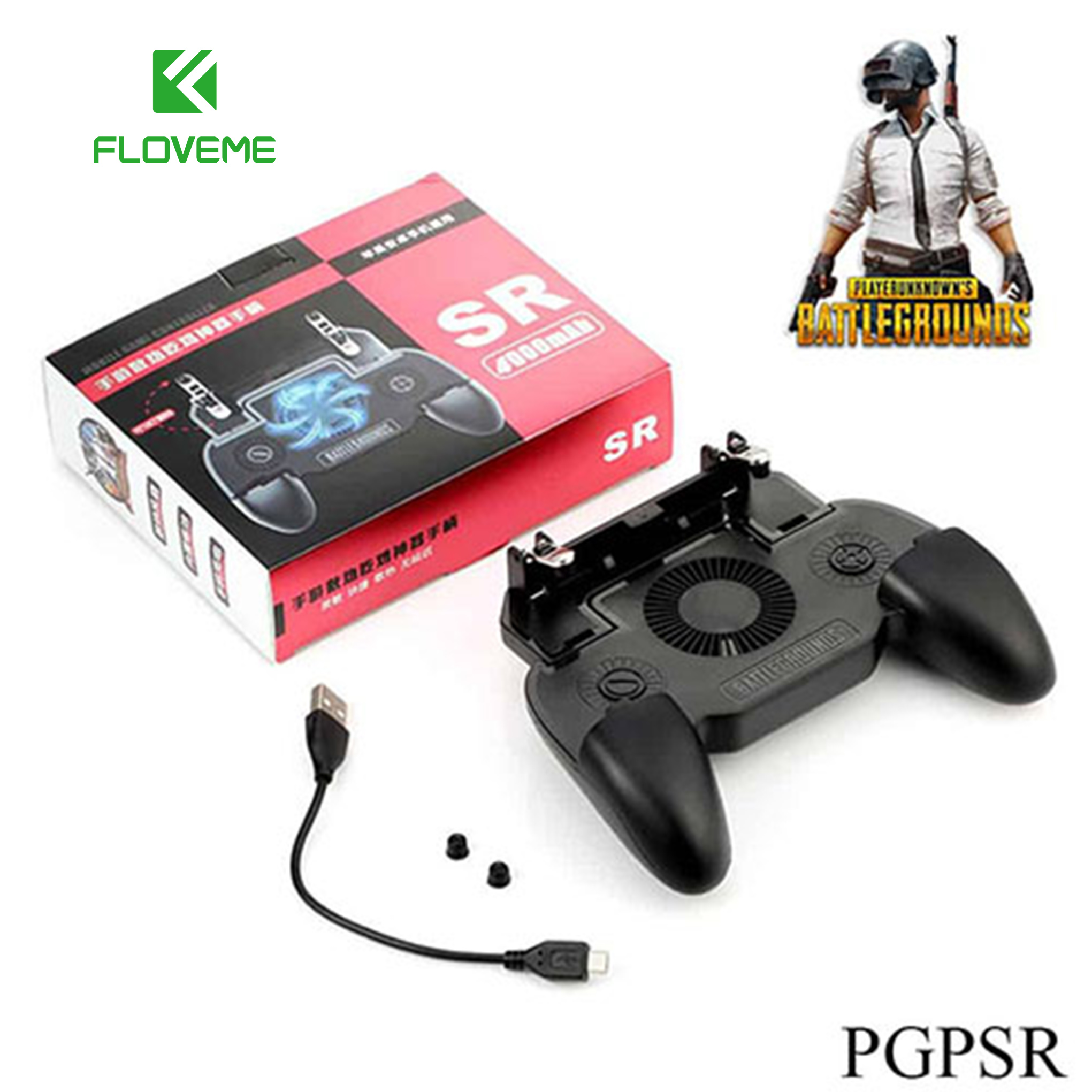 Tay Cầm Chơi Game Tích Hợp nút bắn có quạt tản nhiệt SR3 - Kèm Sạc Pin 2000Mah PUBG ROS FF