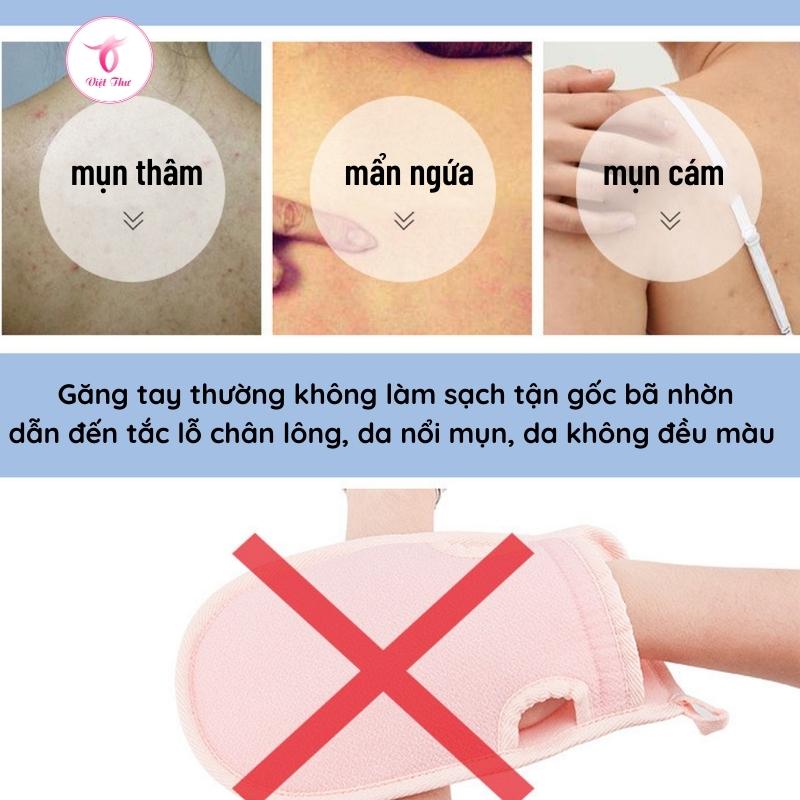 Găng tay tắm 4 LỚP Việt Thư công nghệ Nhật tẩy da chết hiệu quả, siêu dày, siêu mềm, hết sạch mụn lưng - Hàng Chính Hãng