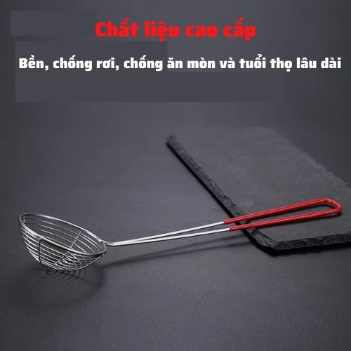 Vợt vớt/múc trân châu, topping nha đam thạch vợt múc lẩu,đồ chiên chuôi đỏ inox cao cấp tiện lợi nhỏ gọn an toàn sử dụng