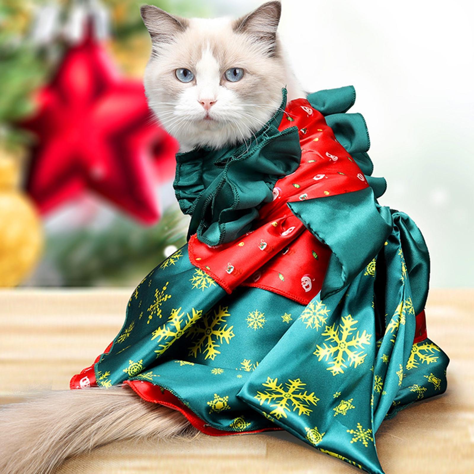Pet Christmas Costume with Big Bowknot, Cosplay Dress Holiday Decor, Xmas Tree Costume Dress, Party Dress up Clothes