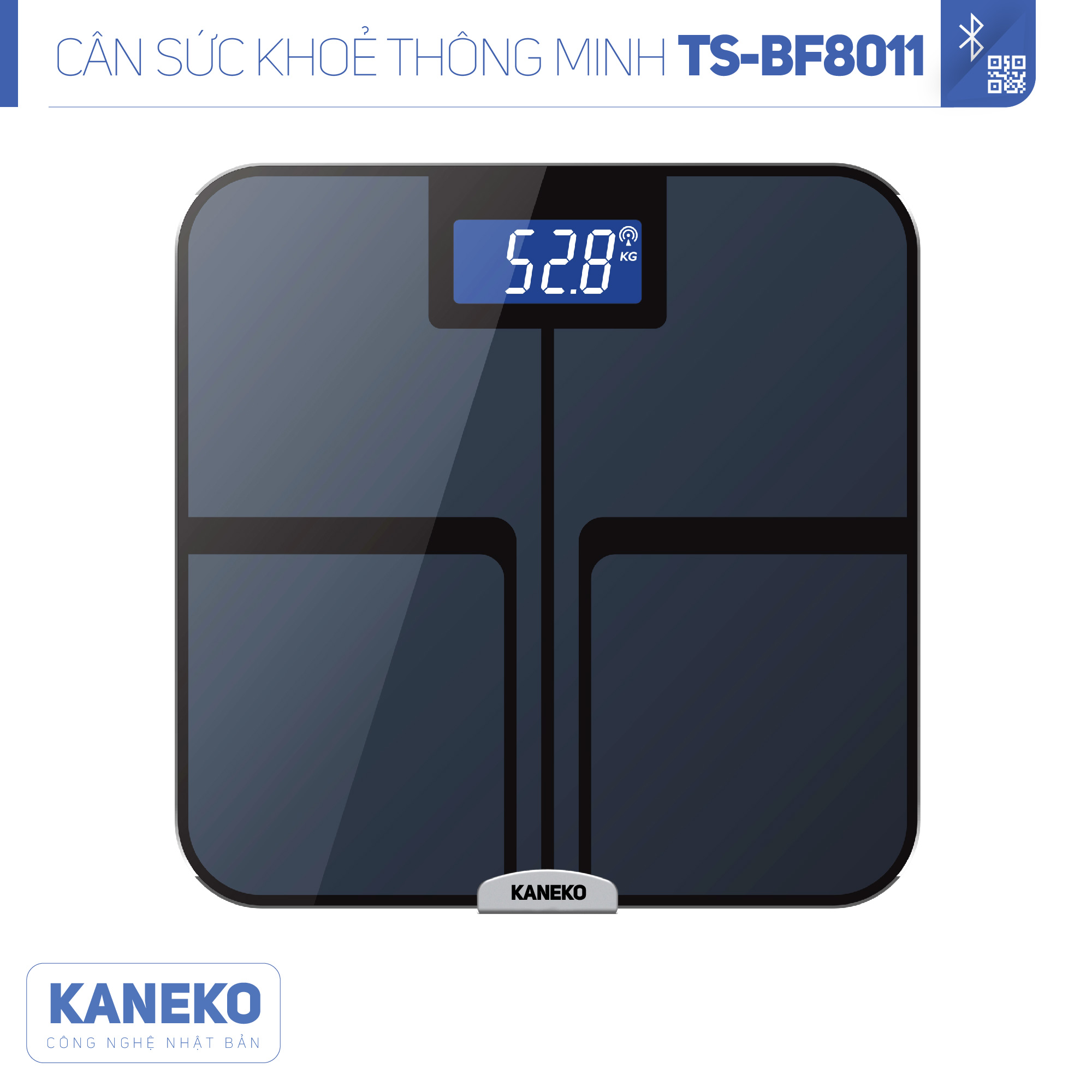 Cân sức khoẻ thông minh điện tử KANEKO TSBF8011,cân phân tích sức khoẻ điện tử,cân sức khoẻ dành cho gia đình,cân điện tử thông minh kết nối bluetooth,cân đo 12 chỉ số cơ thể