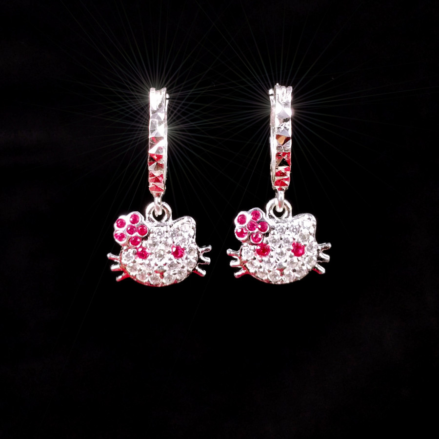 Bông tai trẻ em PANMILA - Hoa tai bạc trẻ em Hello kitty