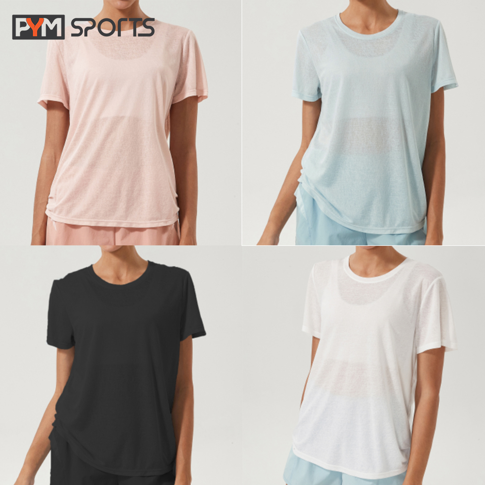 Áo phông ren C195 - PYMAT026 tập gym, yoga 4 màu, mặc thoáng mát, thoải mái