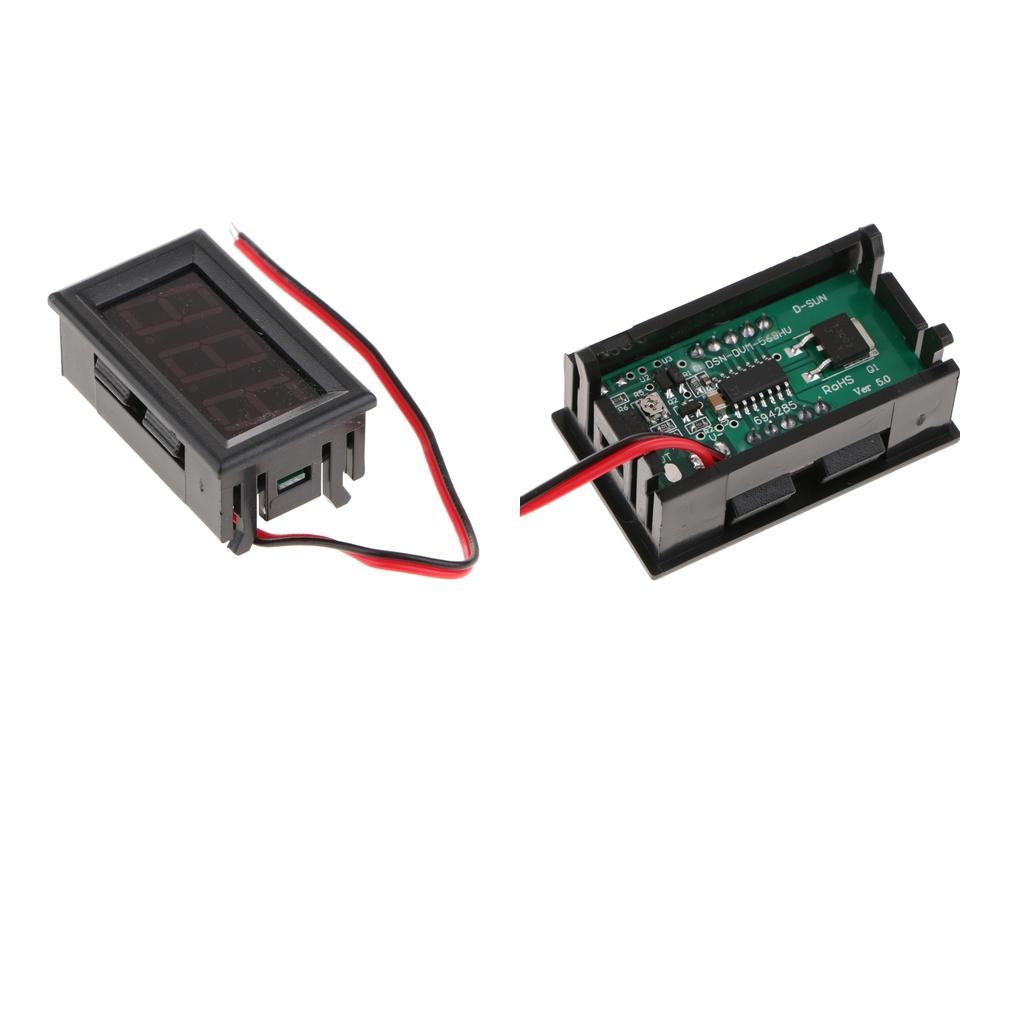 2 Pcs DC 5V-120V Voltmeter LED Panel Digital Voltage Meter Green+Blue 48 x 29 x 22mm