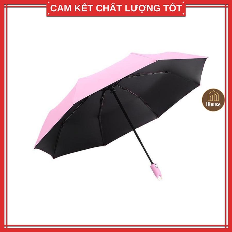 Ô che mưa nắng bật tự động có móc treo, Ô dù che mưa nắng thời trang gấp nhỏ gọn cao cấp iHouse