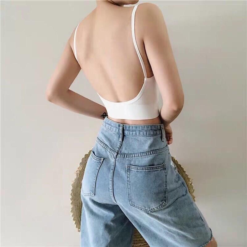 Áo Bra Nữ 2 Dây Len Tăm Khoét Lưng Chữ U Siêu Đẹp - Freesize 38-60kg AB01